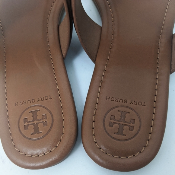 Tory Burch Marsden Leather Logo Thong Sandal Brown - Picture 3 of 9